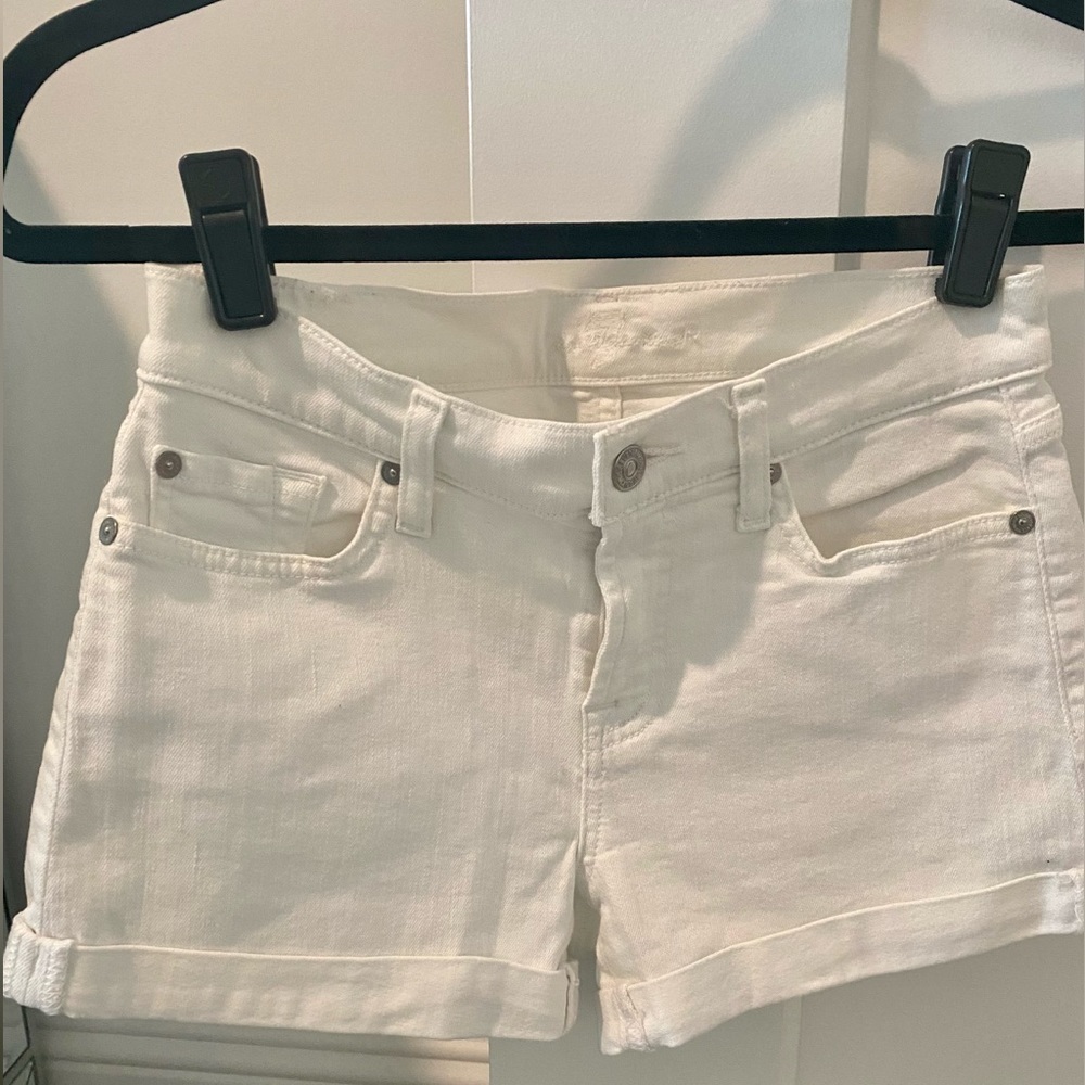 7 For All Mankind White Denim Cuffed Shorts
